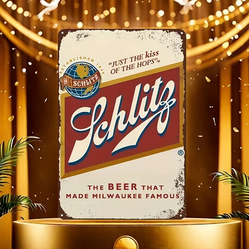 Vintage Schlitz Beer Tin Metal Sign 8x12 Rustic Weatherproof Wall Art