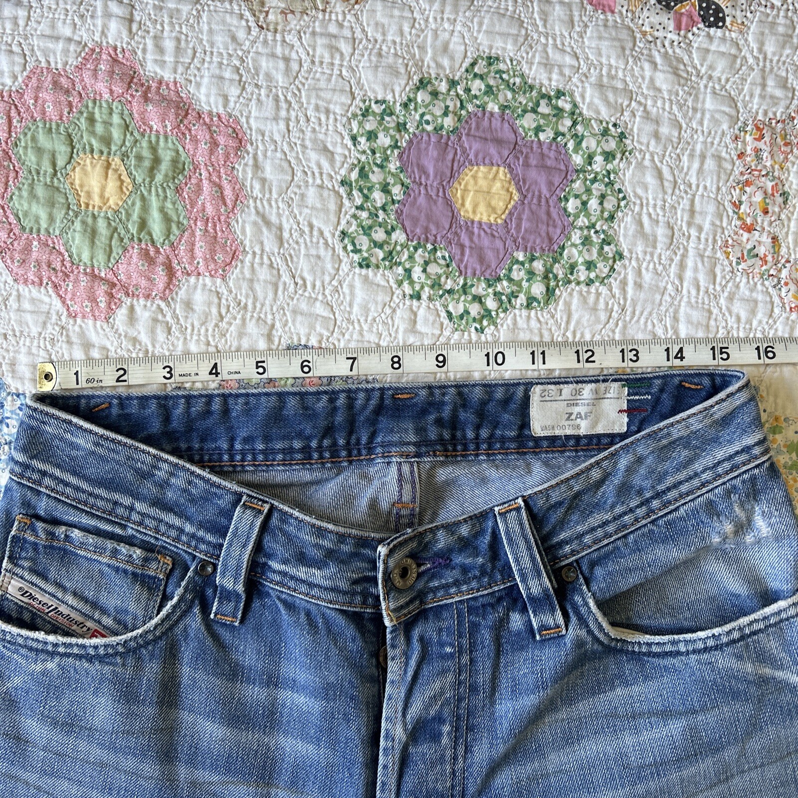 Vintage Y2k DIESEL JEANS ZAF  W30L32 Flared Custom Massive Bellbottom Rave TRIPP image 10