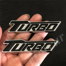2pcs Black Metal Turbo T Car Trunk Rear Tailgate Side Emblem Badge Decal Sticker