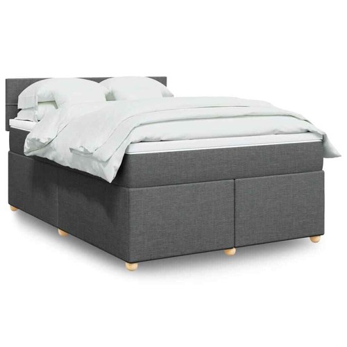 Box Spring Bed with Mattress Dark Grey Queen Fabric vidaXL eBay