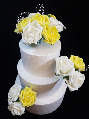 Hochzeitstag Geburtstag Tortendekoration Topper/Set Elfenbein Gelb Rosen