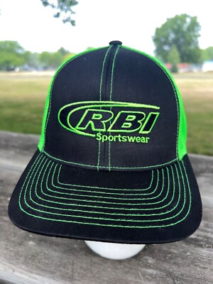 RBI Lime Green Black Trucker Hat Hat Cap Snapback Pacific Brand