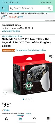 Legend of Zelda Tears of the Kingdom Nintendo Switch Pro