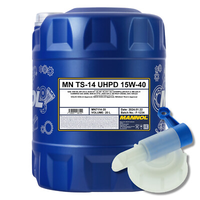 20 (1x20) Liter MANNOL SAE 15W-40 UHPD TS-14 LKW Motoröl mit Auslaufhahn