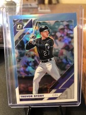 2019 Donruss Optic Trevor Story 185   Colorado Rockies Carolina Blue/White