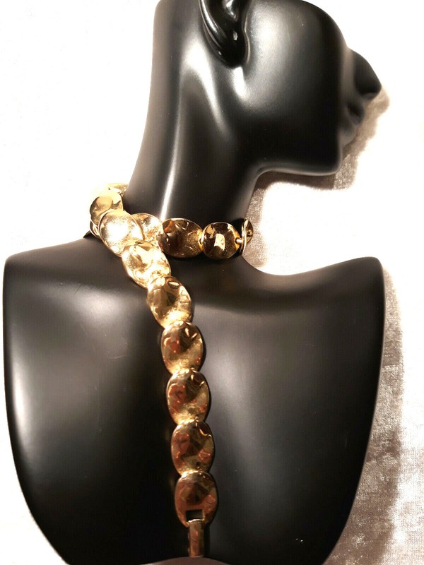 VTG "Les Bernard" Sparkle Fancy Sequins Unsigned Gold Tone Necklace - Gorgeous!