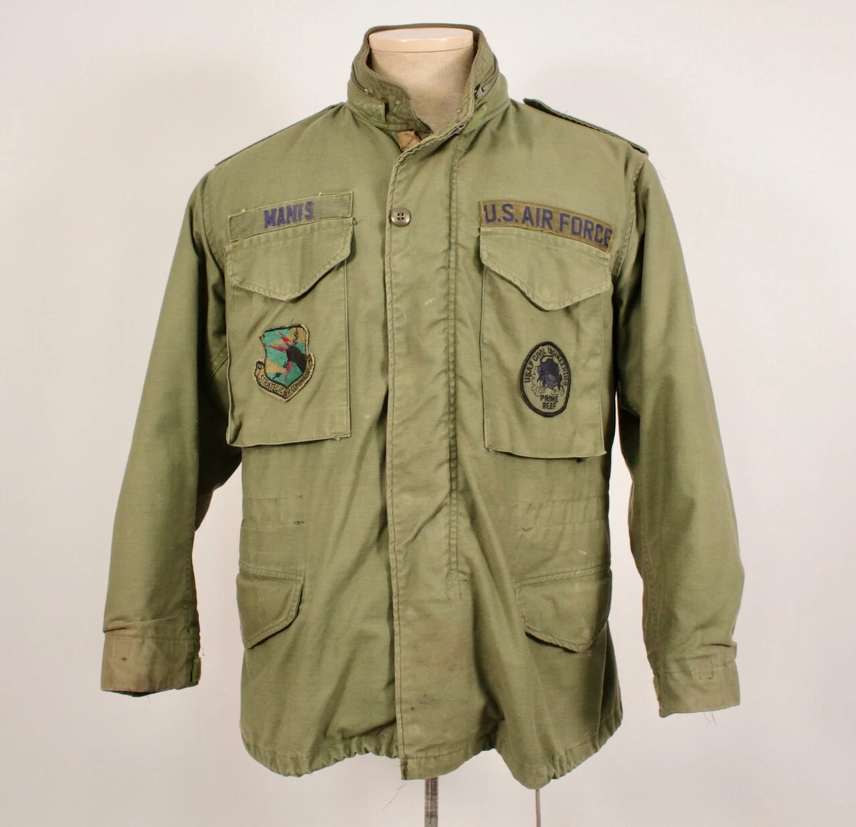 Men's Vtg 70s Vietnam War US Air Force M-65 Field Jacket Patches Lining Sz  S 70s