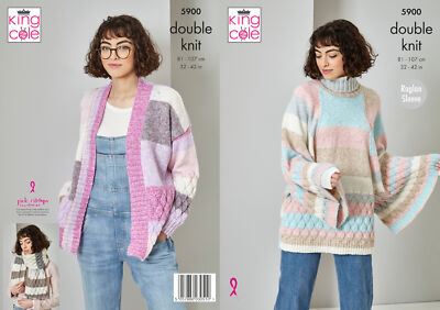 King Cole Ladies DK Knitting Pattern Cardigan Bell Sleeve Sweater
