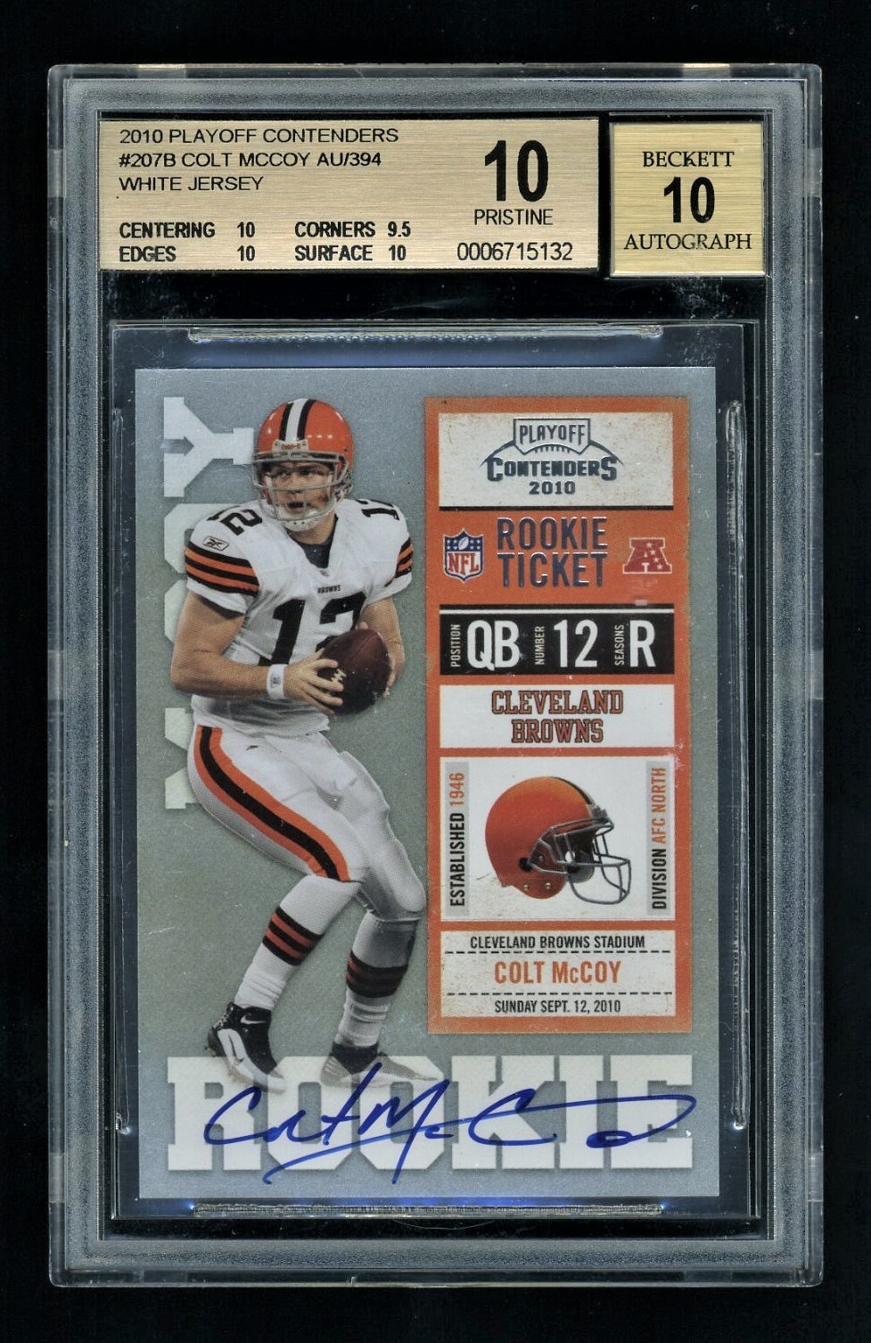 Colt McCoy Playoff Contenders #207 White Jersey-Autograph