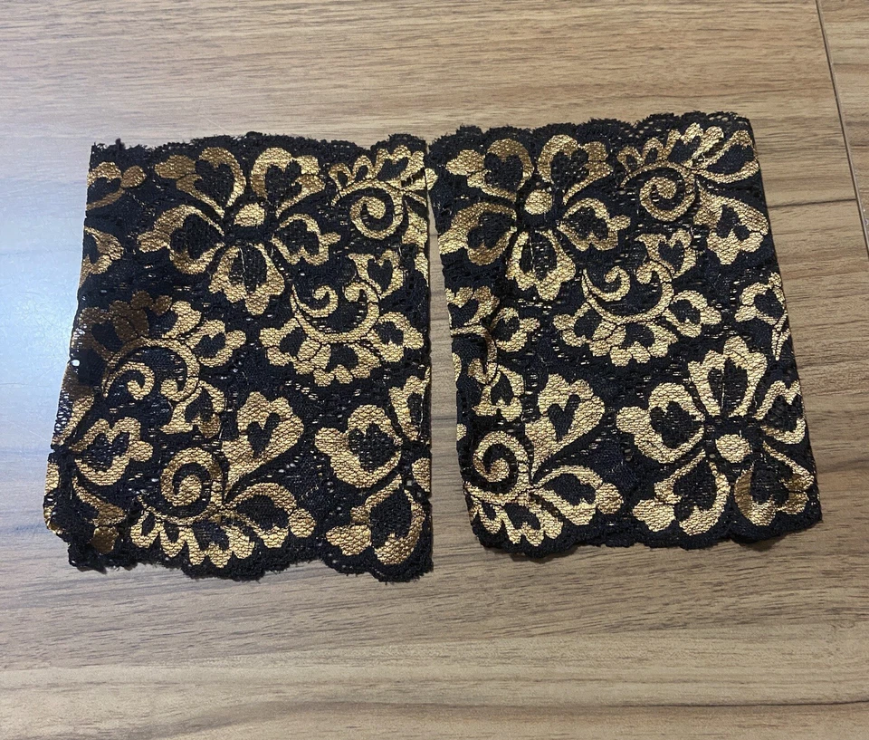 Juego de 4 pares de puños/toppers de botas de encaje elástico aspecto satinado nuevos en paquete Foto 3 de 4