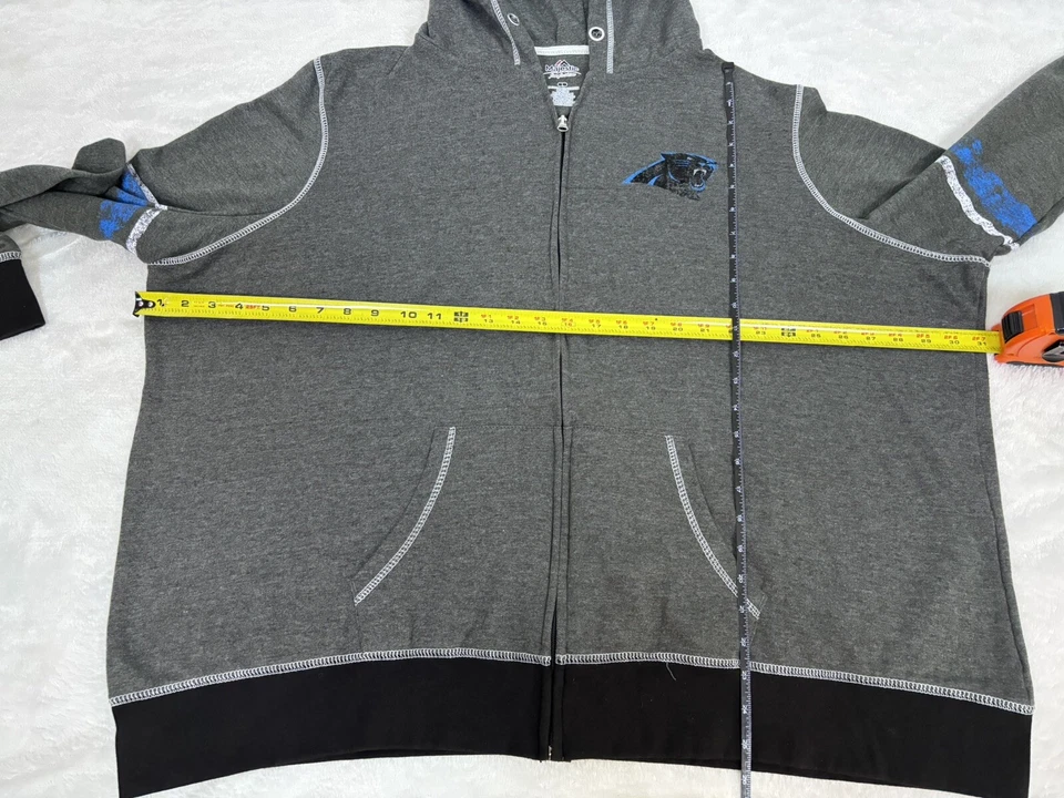 Carolina Panthers Jacket Ladies 2X 3X Gray Full Zip Hooded NFL Sweatshirt Womens - Image 2 of 4