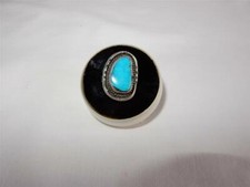 VTG Sterling Silver Navajo Braided Blue Turquoise Oval Ring Sz 7 - 9.2g