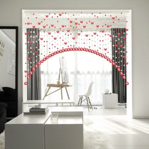 30 Schnüre Glasperle Wandbehang Vorhang Kristall Schmetterling Tür Teiler Privat - Afbeelding 1 van 12