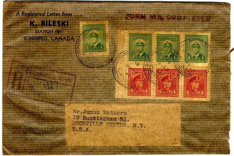 March 22nd 1946 Kasimir Bileski Canada Cover to James Mattern in USA USED