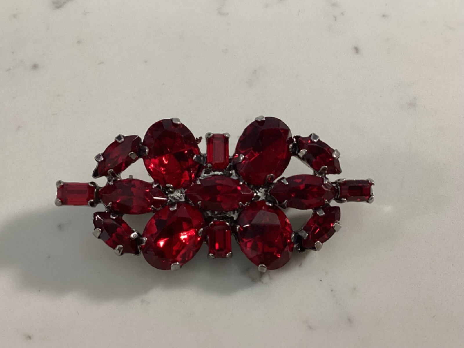AUTHENTIC SIGNED CAROLEE RUBY RED RHINESTONE BROO… - image 1