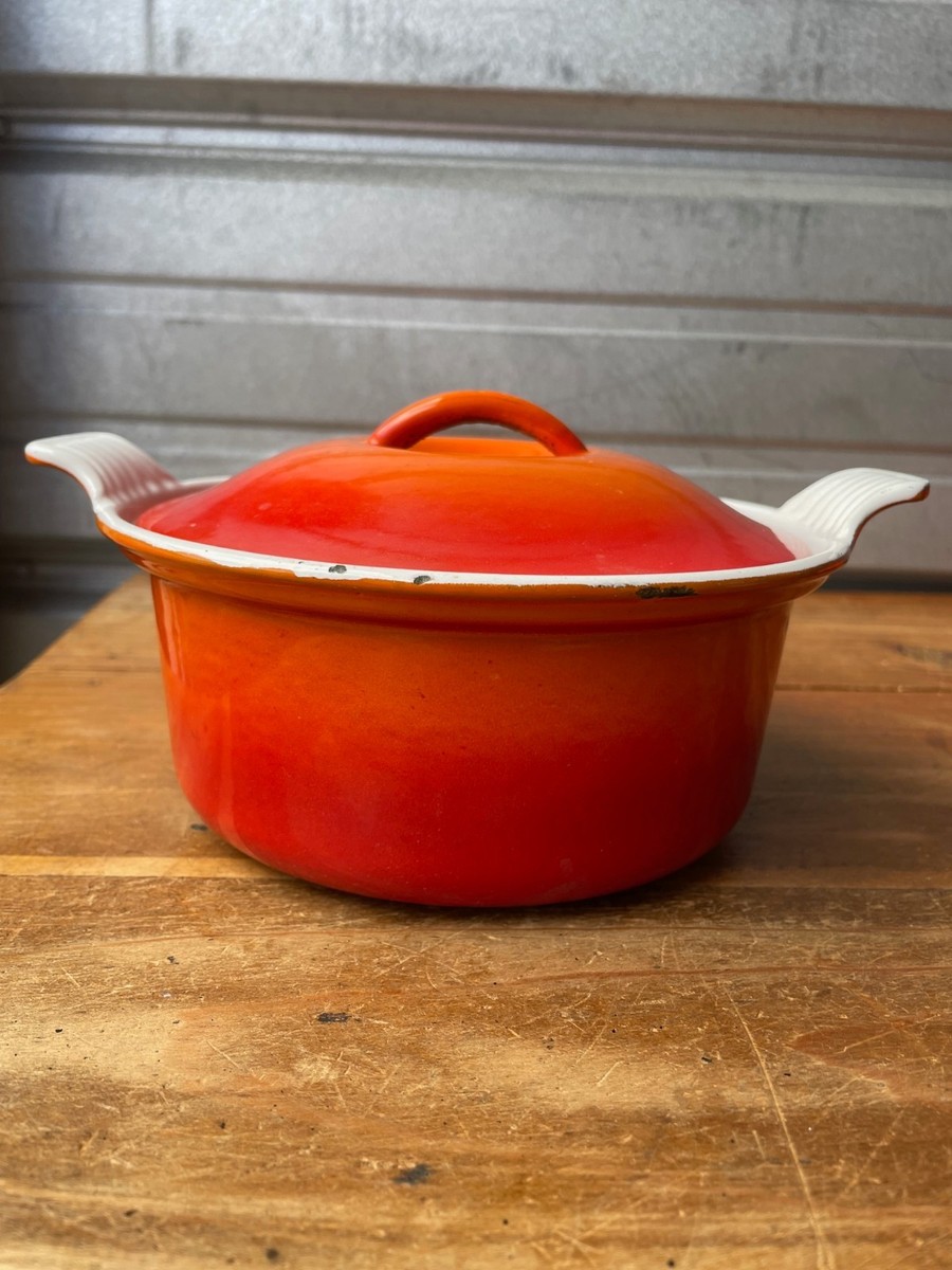 Vintage Le Creuset 18 Mini Dutch Oven Cocotte FLAME ORANGE Loop