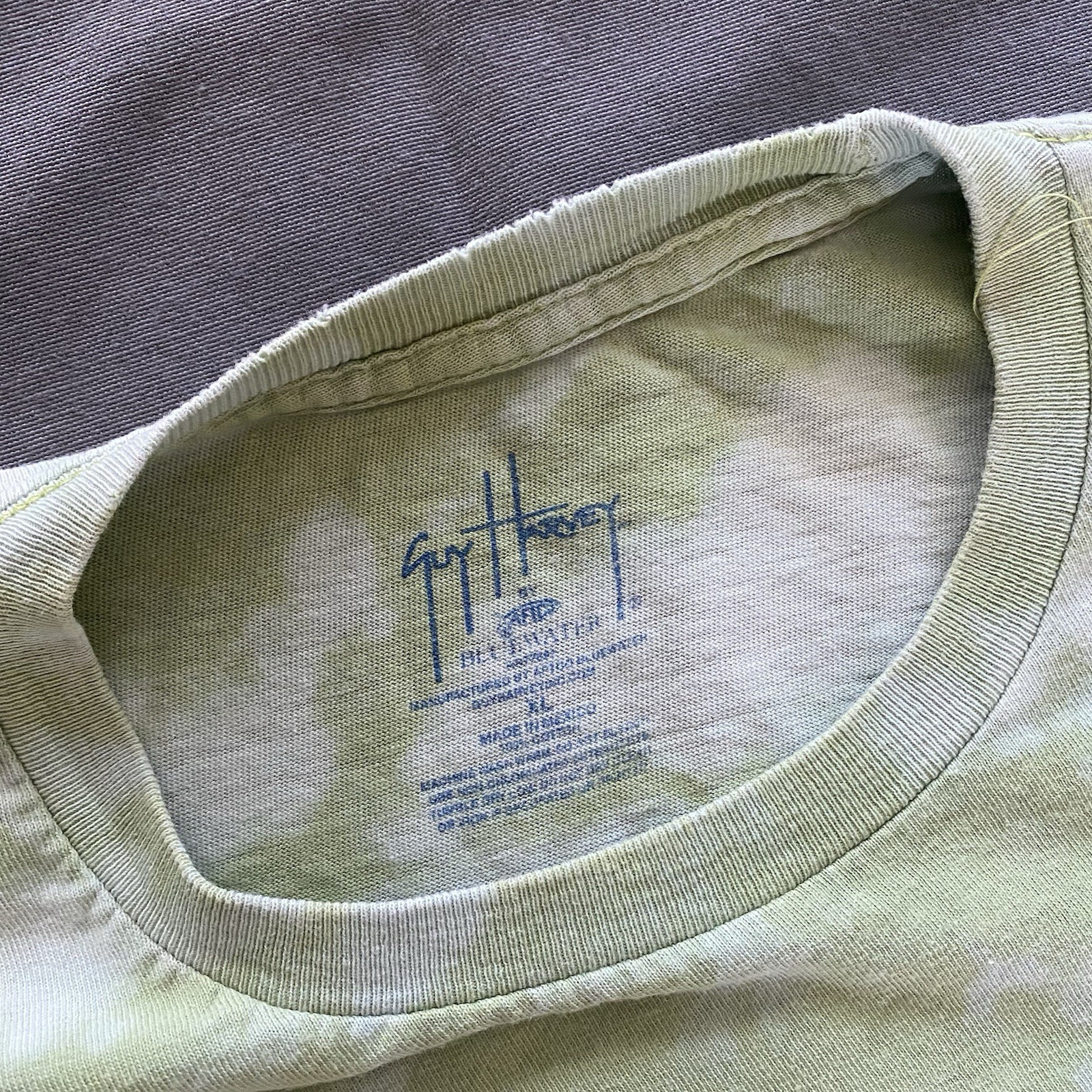 2010s Guy Harvey T Shirt Mens XL Light Green Bleach Dye Fish Fishing Marlin