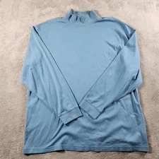 Mens LL Bean size 2XL Turtleneck Blue Long Sleeve Mock Neck Cotton Comfortable