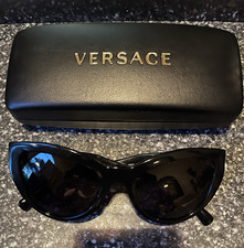 Versace Women's Cat Eye Sunglasses Black Frame/Black Tinted Lenses w/ Case