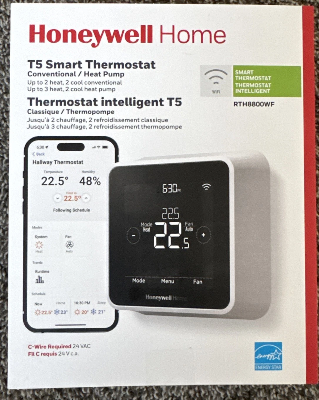 Honeywell Home T5 WiFi Smart Thermostat RTH8800WF - SEALED
Opens in a new window or tab