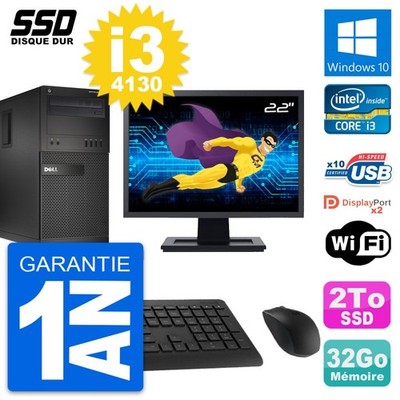 Dell Optiplex XE2 MT PC Tour 22'' Intel Core i3-4130 32GB SSD 2TB Windows 10 Wifi