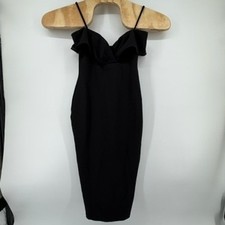 Nookie Phoenix Midi Dress Black Off Shoulder Sweetheart Bodycon NON1722 Womens S