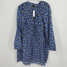 J. Crew Tiered Tie-front Beach Dress in Cobalt Floral Cotton Voile size XL NWT