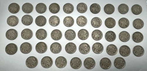 Lot Of 47 1920 - 1929 Buffalo Indian Head Nickels Most Full Dates!! Good To Fine