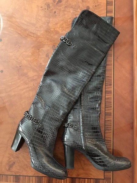 Women Casadei Boots Black Leather 39 #138T