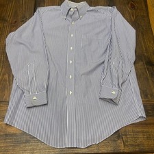 Brooks Brothers Traditional Fit Non Iron Blue Stripe Button Down Shirt Men 16-33