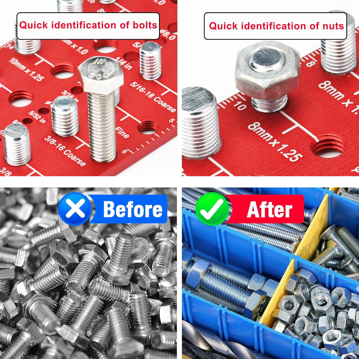 Thread Checker Tool 49 Nut Bolt Screw Gauge Metric Standard Drill