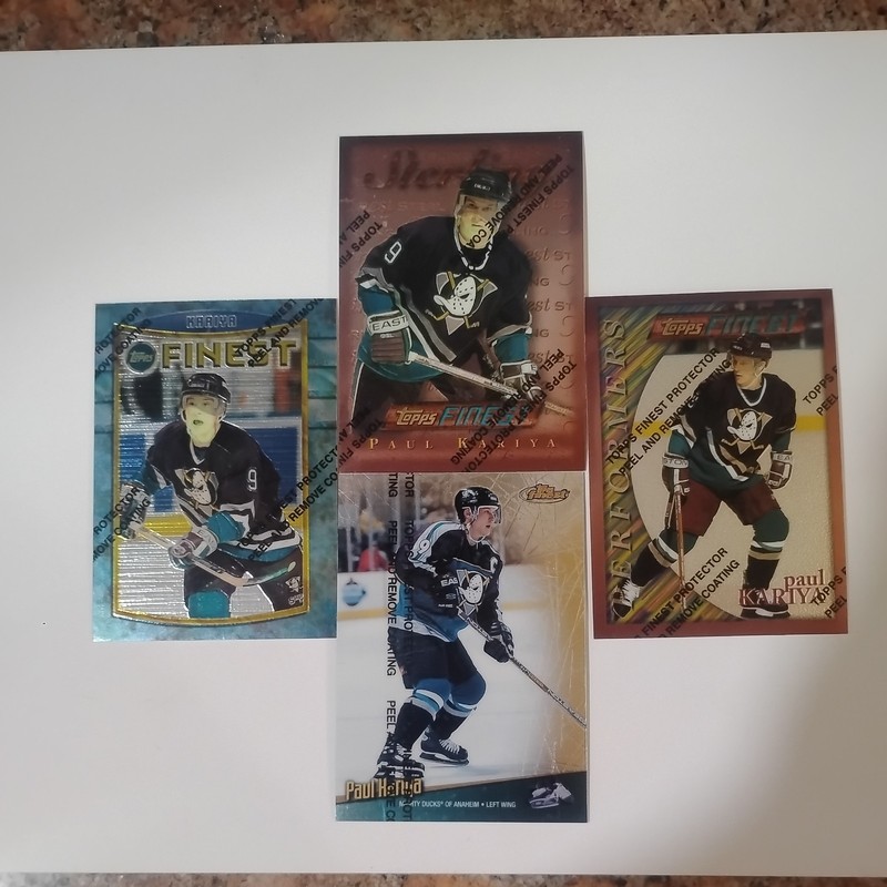 Paul Kariya 1995-99 Topps Finest X4Crds Anaheim Mighty Ducks #7, 189, 165,100HOF