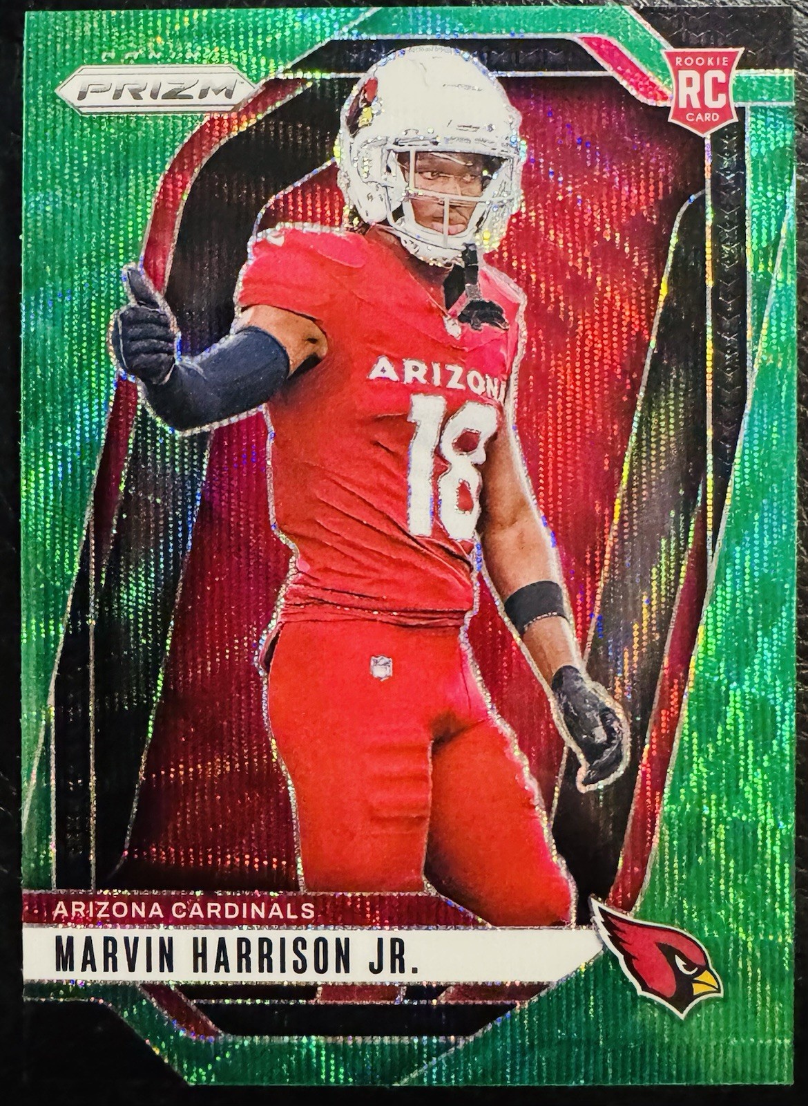 Panini Prizm 2024 Marvin Harrison Jr #30 Green Wave Variation Prizm RC Cardinals