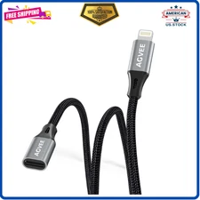 AGVEE Lightning Extension Cable 4 Inch, Male to Female Braided Adapter