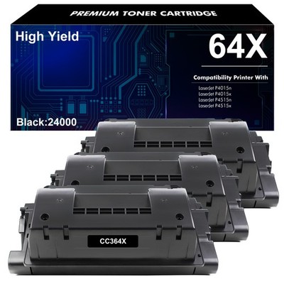 3 Pack High Yield CC364X 64X Toner for HP LaserJet P4015dn P4015n P4515xm