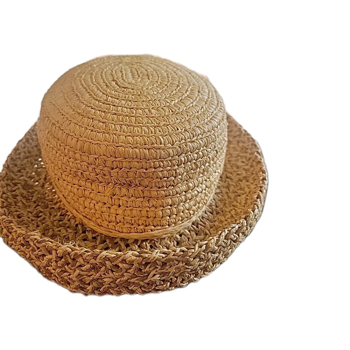 SCALA COLLEZIONE paper straw sun beach hat 4” brim tan women’s EUC SCALA Collezione 100% Paper Braid Straw Sun Hat Black Brown  main image 4