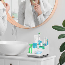 Toothbrush Holder for Bathroom Counter 6 Slot Organizer for Electric Manual
