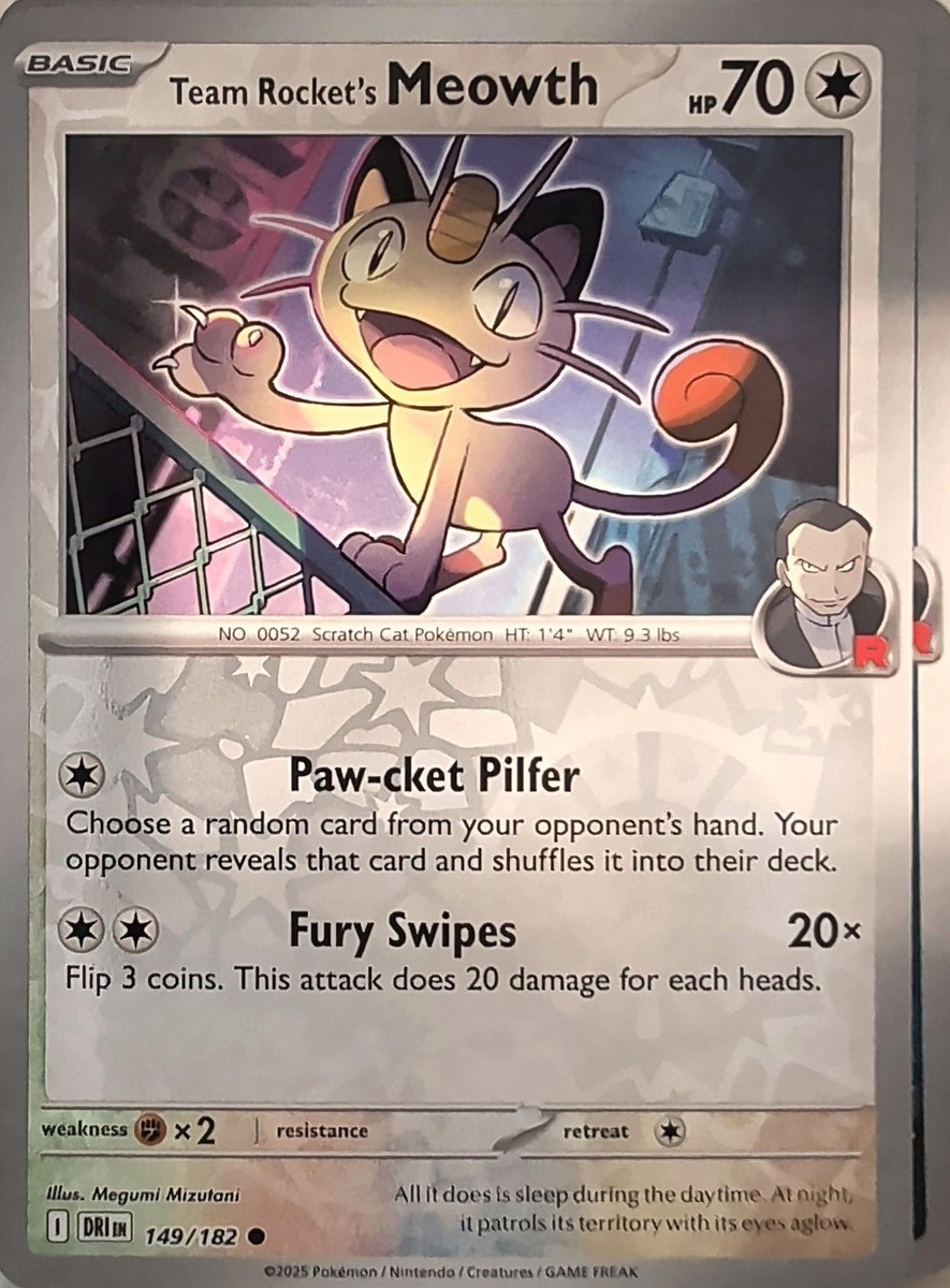 Team Rocket's Meowth 149/182 Common Destined Rivals Pokemon
