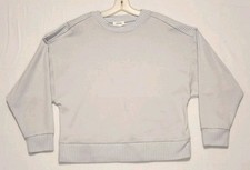 Haven Well Within Shirt Blue Gray Long Sleeve Ribbed Back Solid Front Dolman