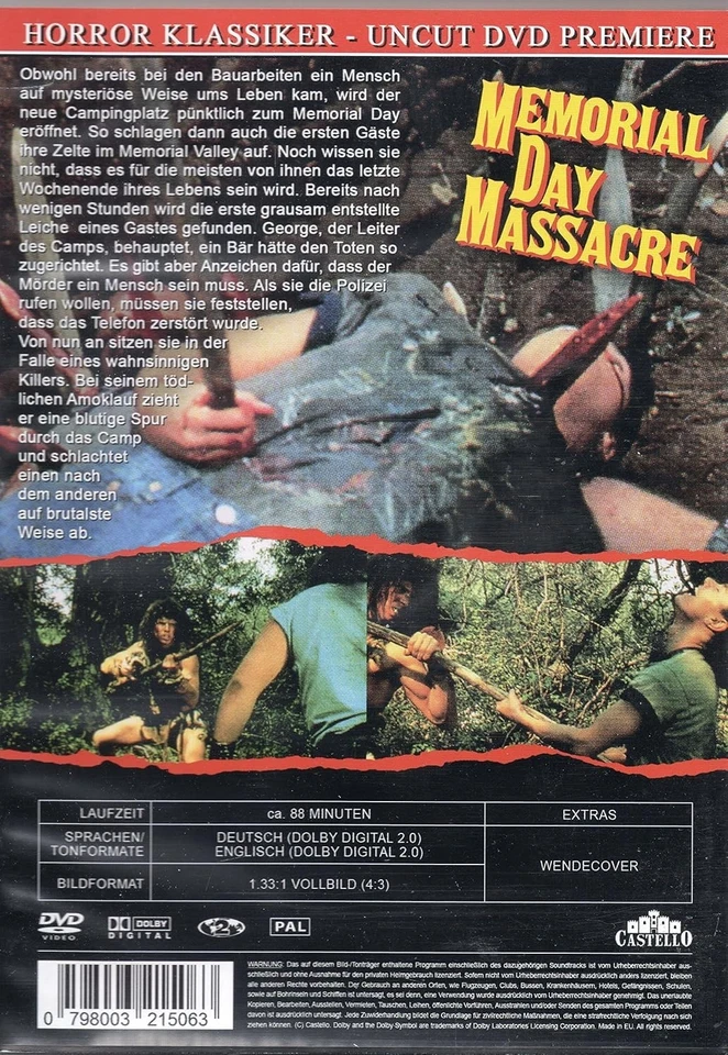 MEMORIAL VALLEY MASSACRE (Son of Sleepaway Camp). - DVD - UNCUT - - Image 2 of 2