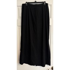 Old Navy Womens Black Linen Blend Maxi Skirt Side Zip Elastic Back Size L NWT