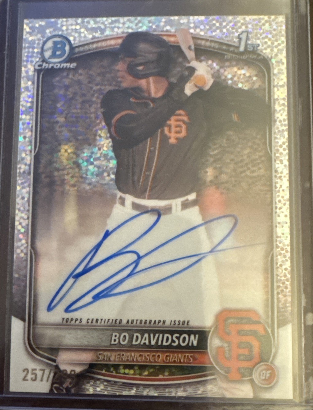 2025 Topps Bowman Chrome 1st Bowman Speckle Auto #CPA-BD Bo Davidson 257/299