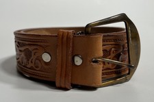 Awesome Vintage Looper 950 32 Western Tooled Flower Leaves Leather Belt