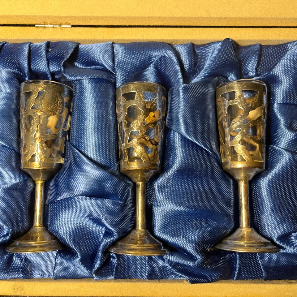 Copo de tiro cordial mexicano floral rosa prata esterlina sobreposição conjunto de caixa de veludo/6 - Imagem 4 de 4