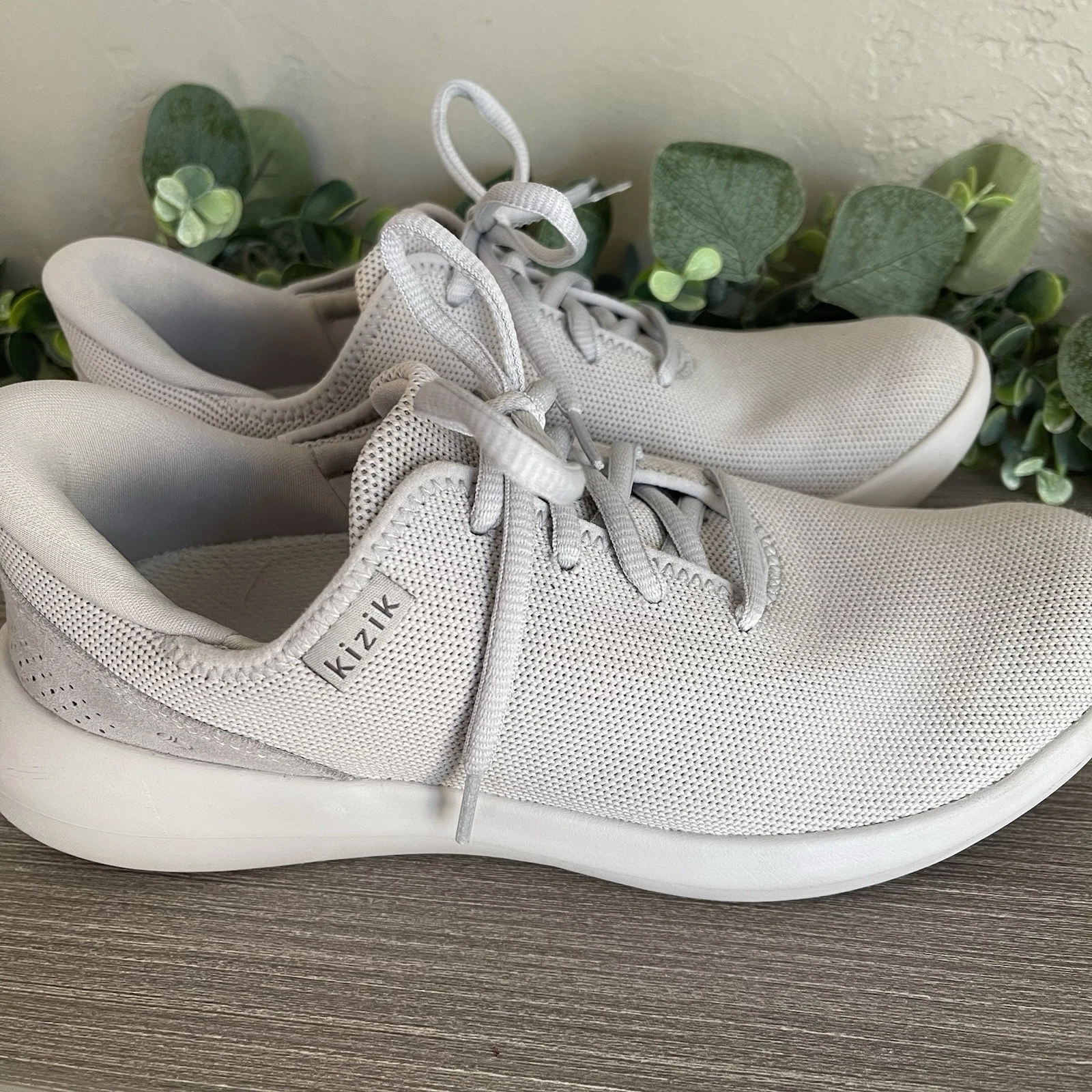 Kizik Madrid Shoes Eco Knit Hands Free Sneakers Off White Women’s 9 Mens 7.5