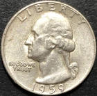 1959 SILVER WASHINGTON QUARTER COIN