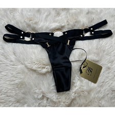 Honey Birdette ARLIAH   Black  Gold Thong Small