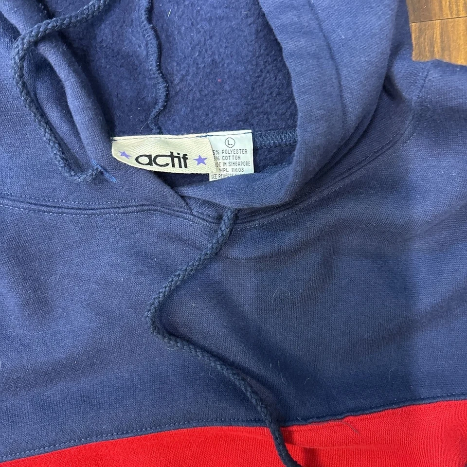 Ретро Actif цвет блока толстовка с капюшоном - красный синий желтый - большой - Изображение 2 из 4