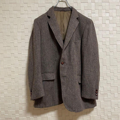 Harris Tweed '80s USA Single 2B Brown Herringbone size XL Harris Tweed '80s USA Single 2B Brown Herringbone size XL