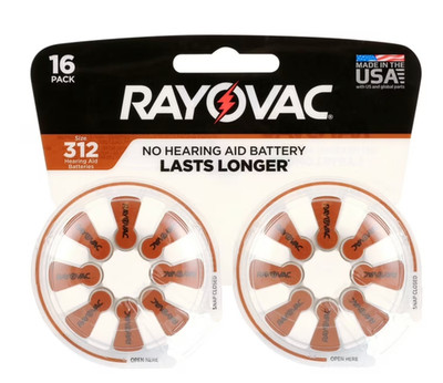 Rayovac Size 312 Zinc Air Hearing Aid Batteries, 16 Pack ( EXP February 2028 )